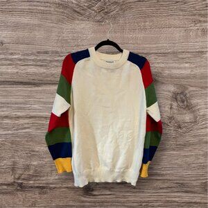 Ivory Sweater With Colorful Sleeves